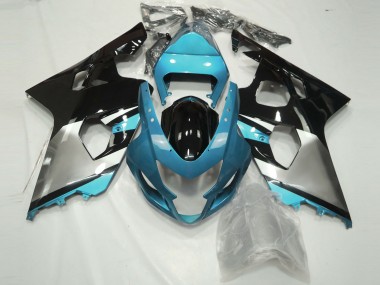 Best Aftermarket 2004-2005 Light Blue Silver and Black Suzuki GSXR 600-750 Fairings