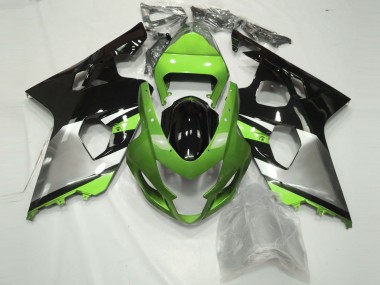 Best Aftermarket 2004-2005 Light Green Silver and Black Suzuki GSXR 600-750 Fairings