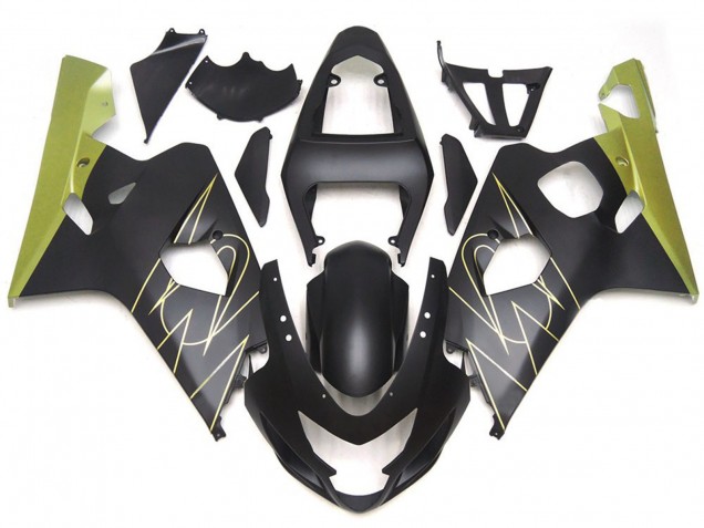 Best Aftermarket 2004-2005 Matte Black and Gold Corona Custom Suzuki GSXR 600-750 Fairings