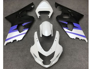 Best Aftermarket 2004-2005 Matte White & Blue Suzuki GSXR 600-750 Fairings