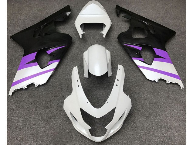 Best Aftermarket 2004-2005 Matte White & Purple Suzuki GSXR 600-750 Fairings