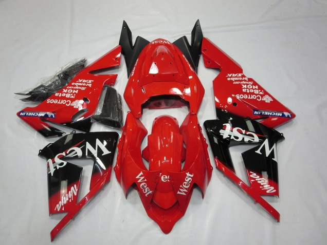 2004-2005 Red West Kawasaki ZX10R Fairings