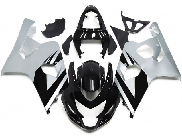 Best Aftermarket 2004-2005 Silver and Black Gloss OEM Style Suzuki GSXR 600-750 Fairings