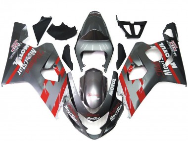 Best Aftermarket 2004-2005 Silver and Red MoiStar Suzuki GSXR 600-750 Fairings