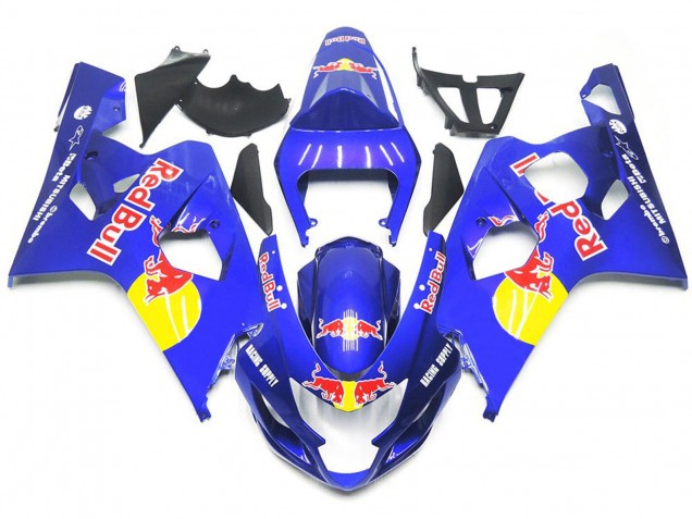 2004-2005 Vibrant Blue Red Bull Style Suzuki GSXR 600-750 Fairings