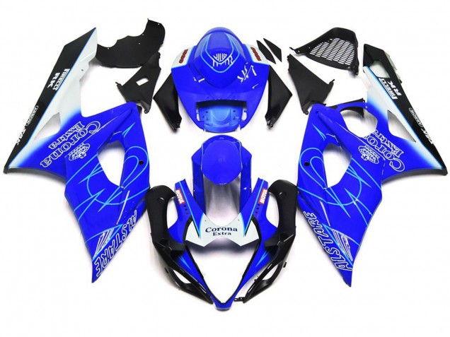 2005-2006 Blue and White Corona Style Suzuki GSXR 1000 Fairings