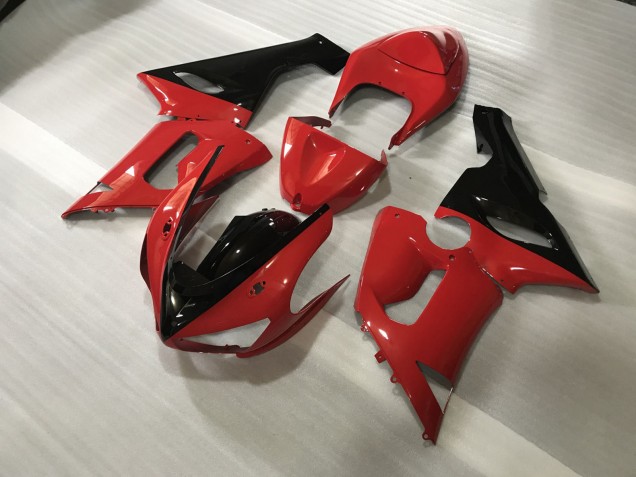 2005-2006 Custom Red and Black Kawasaki ZX6R Fairings