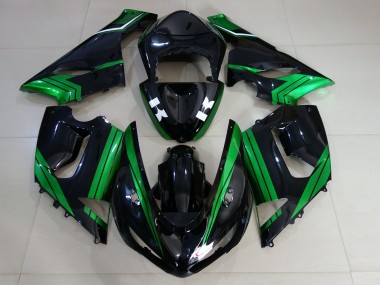 Best Aftermarket 2005-2006 Gloss Black & Electric Green Kawasaki ZX6R Fairings