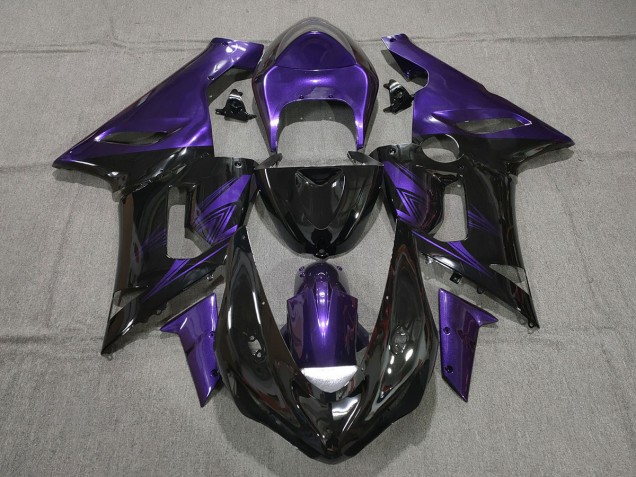 Best Aftermarket 2005-2006 Gloss Black and Purple Kawasaki ZX6R Fairings