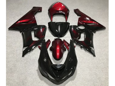 Best Aftermarket 2005-2006 Gloss Black and Red Kawasaki ZX6R Fairings