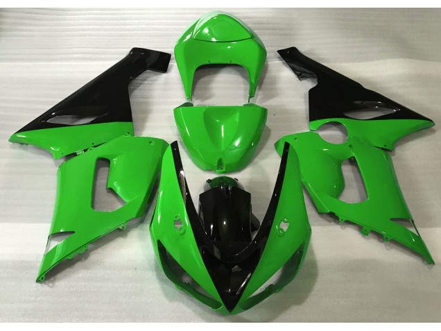 2005-2006 Gloss Green & Black Kawasaki ZX6R Fairings