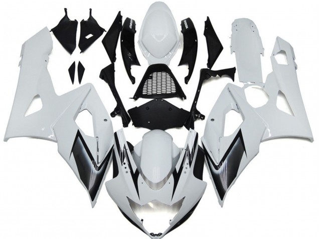 2005-2006 Gloss White Style with Silver Hints Suzuki GSXR 1000 Fairings