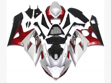 Best Aftermarket 2005-2006 Gloss White Style with Silver Hints and Bronze Suzuki GSXR 1000 Fairings