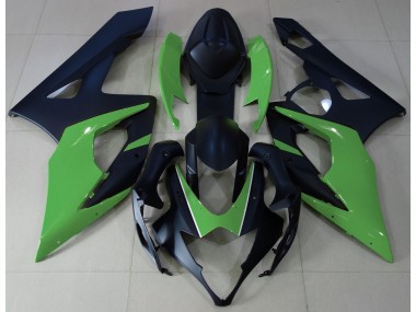 Best Aftermarket 2005-2006 Matte Black & Green Suzuki GSXR 1000 Fairings