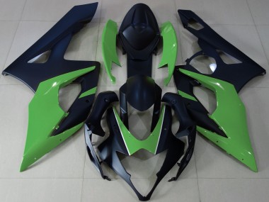 Best Aftermarket 2005-2006 Matte Black & Green Suzuki GSXR 1000 Fairings