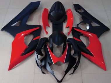 Best Aftermarket 2005-2006 Matte Black & Red Suzuki GSXR 1000 Fairings