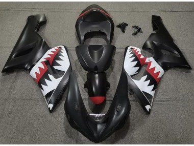 2005-2006 Matte Black Shark Kawasaki ZX6R Fairings