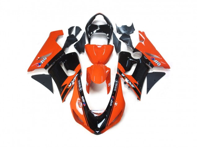 2005-2006 Orange and Black Elf Kawasaki ZX6R Fairings