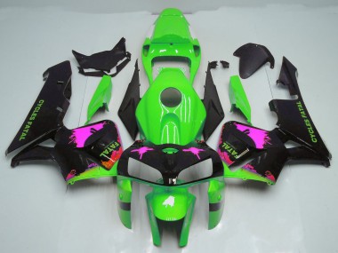 2005-2006 Pink Splatter on Green Honda CBR600RR Fairings