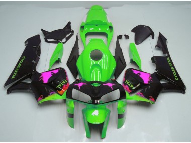 2005-2006 Pink Splatter on Green Honda CBR600RR Fairings