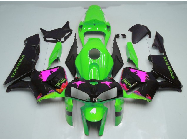 2005-2006 Pink Splatter on Green Honda CBR600RR Fairings