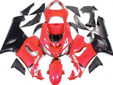 2005-2006 Red and Matte Black Kawasaki ZX6R Fairings