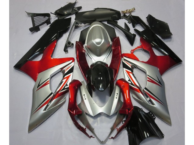 2005-2006 Red and Silver Suzuki GSXR 1000 Fairings