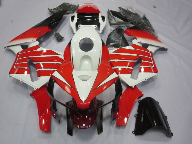 2005-2006 Red and White Large Stripe Honda CBR600RR Fairings