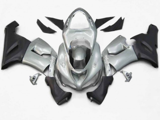 2005-2006 Silver Black Matte Kawasaki ZX6R Fairings