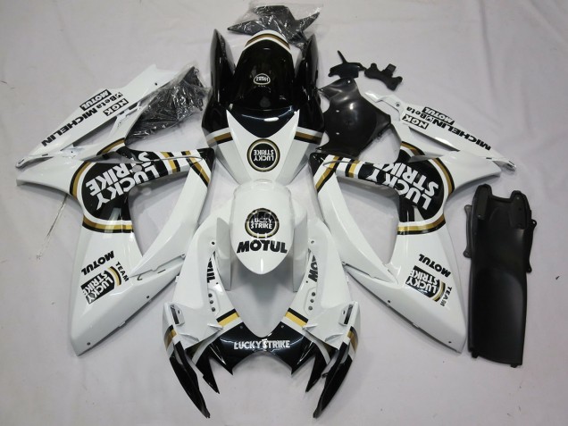 Best Aftermarket 2006-2007 Black White Lucky Strike Suzuki GSXR 600-750 Fairings