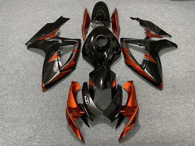 2006-2007 Black and Burnt Orange Suzuki GSXR 600-750 Fairings