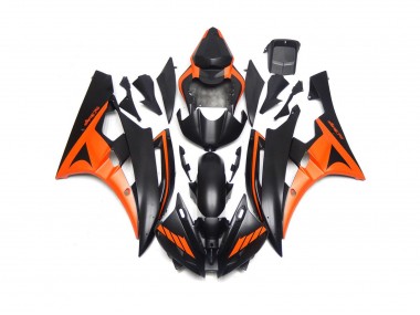 Best Aftermarket 2006-2007 Custom Matte Black and Orange Yamaha R6 Fairings