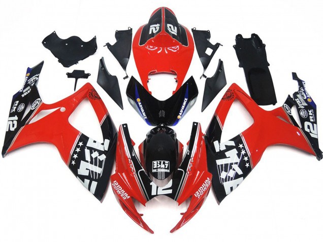 2006-2007 Custom Red and Black Suzuki GSXR 600-750 Fairings