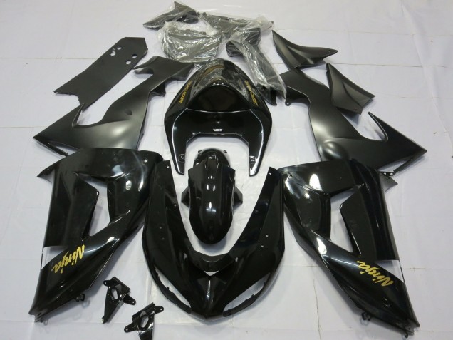 Best Aftermarket 2006-2007 Gloss Black Gold Kawasaki ZX10R Fairings