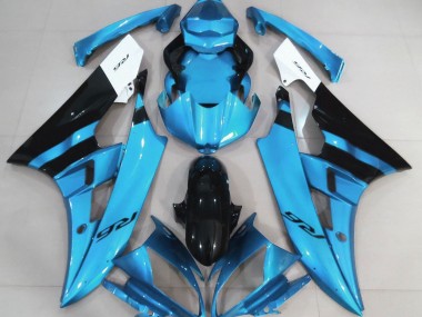 Best Aftermarket 2006-2007 Gloss Light Blue and Black Yamaha R6 Fairings