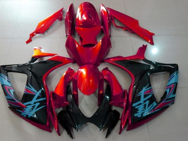 Best Aftermarket 2006-2007 Gloss Red & Black Suzuki GSXR 600-750 Fairings