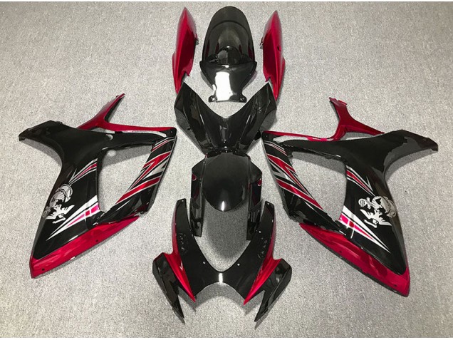 Best Aftermarket 2006-2007 Gloss Red and Black Design Suzuki GSXR 600-750 Fairings