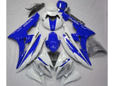 2006-2007 Gloss White and Blue Yamaha R6 Fairings