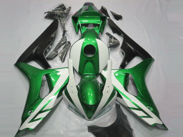 2006-2007 Gloss White and Green Honda CBR1000RR Fairings