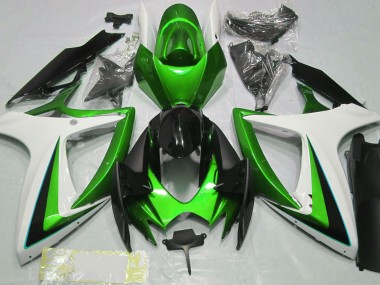 2006-2007 Green & White Suzuki GSXR 600-750 Fairings