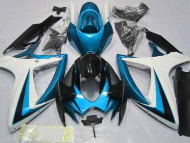 2006-2007 Light Blue & White Suzuki GSXR 600-750 Fairings