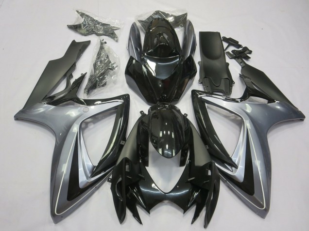 Best Aftermarket 2006-2007 Light Silver And Black Suzuki GSXR 600-750 Fairings