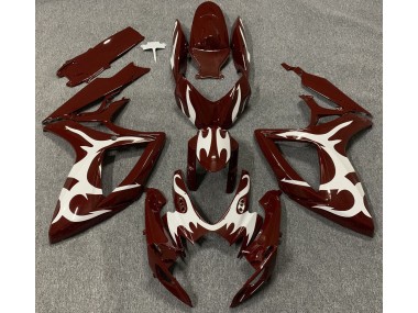 Best Aftermarket 2006-2007 Maroon and White Suzuki GSXR 600-750 Fairings