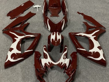 Best Aftermarket 2006-2007 Maroon and White Suzuki GSXR 600-750 Fairings