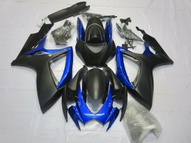 2006-2007 Matte Black Gloss Blue Suzuki GSXR 600-750 Fairings