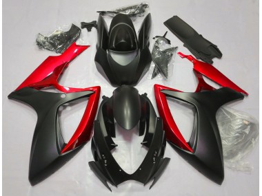 Best Aftermarket 2006-2007 Matte Black & Red Suzuki GSXR 600-750 Fairings