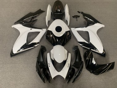 Best Aftermarket 2006-2007 Matte Black and Gloss White Suzuki GSXR 600-750 Fairings