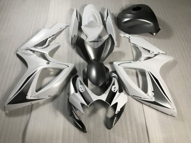 Best Aftermarket 2006-2007 Matte White and Grey Suzuki GSXR 600-750 Fairings