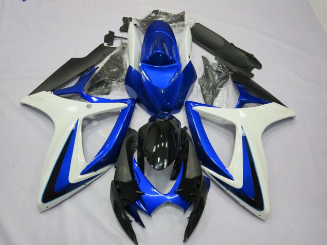 Best Aftermarket 2006-2007 OEM Style White Blue Suzuki GSXR 600-750 Fairings