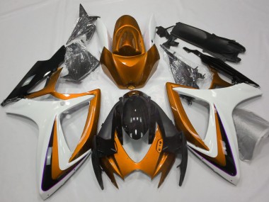 2006-2007 Orange & White Debadged Suzuki GSXR 600-750 Fairings